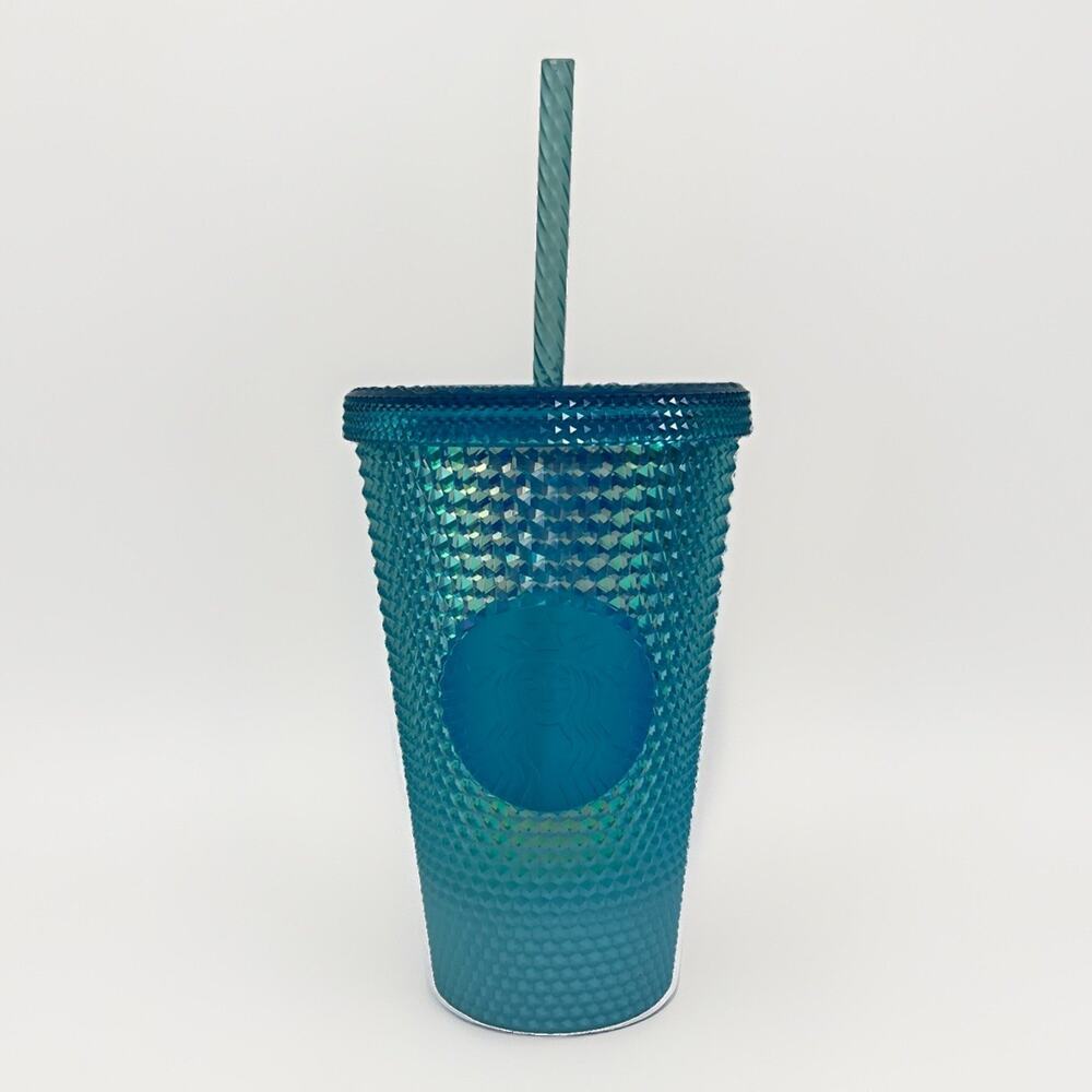 Starbucks Glacier Blue Ombre Studded Cold Cup Tumbler Grande 16 oz Straw
